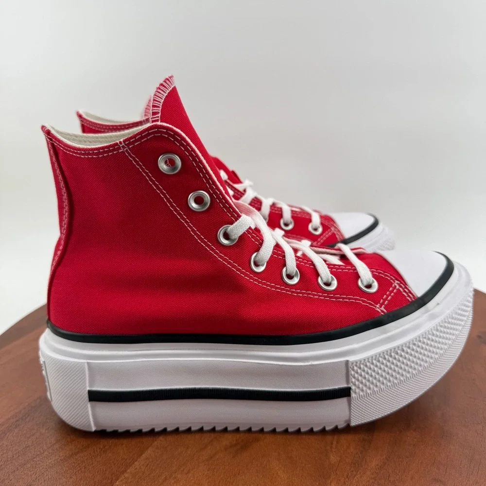 Converse CTAS Lift Double Stack Hi Sneakers Red Platform A15542C Men 5/Women 7